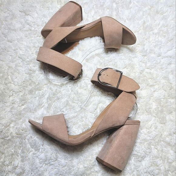 ASOS 'Hold Tight' Faux Suede Chunky Heeled Sandal - Nude/Blush - Picture 4 of 9
